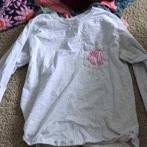 hanes monogramed grey long sleeve